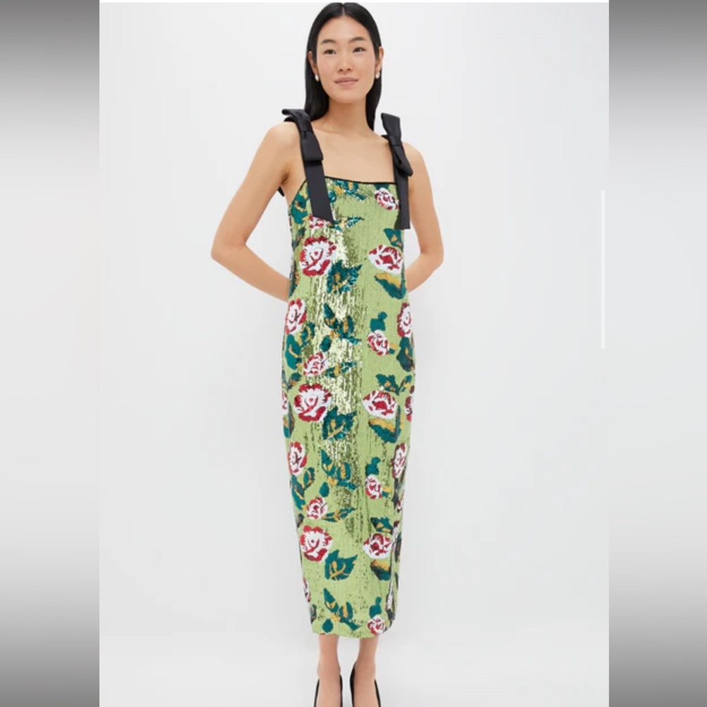 Tuckernuck Roxy Dress Sequin Floral Dress with Black Straps
